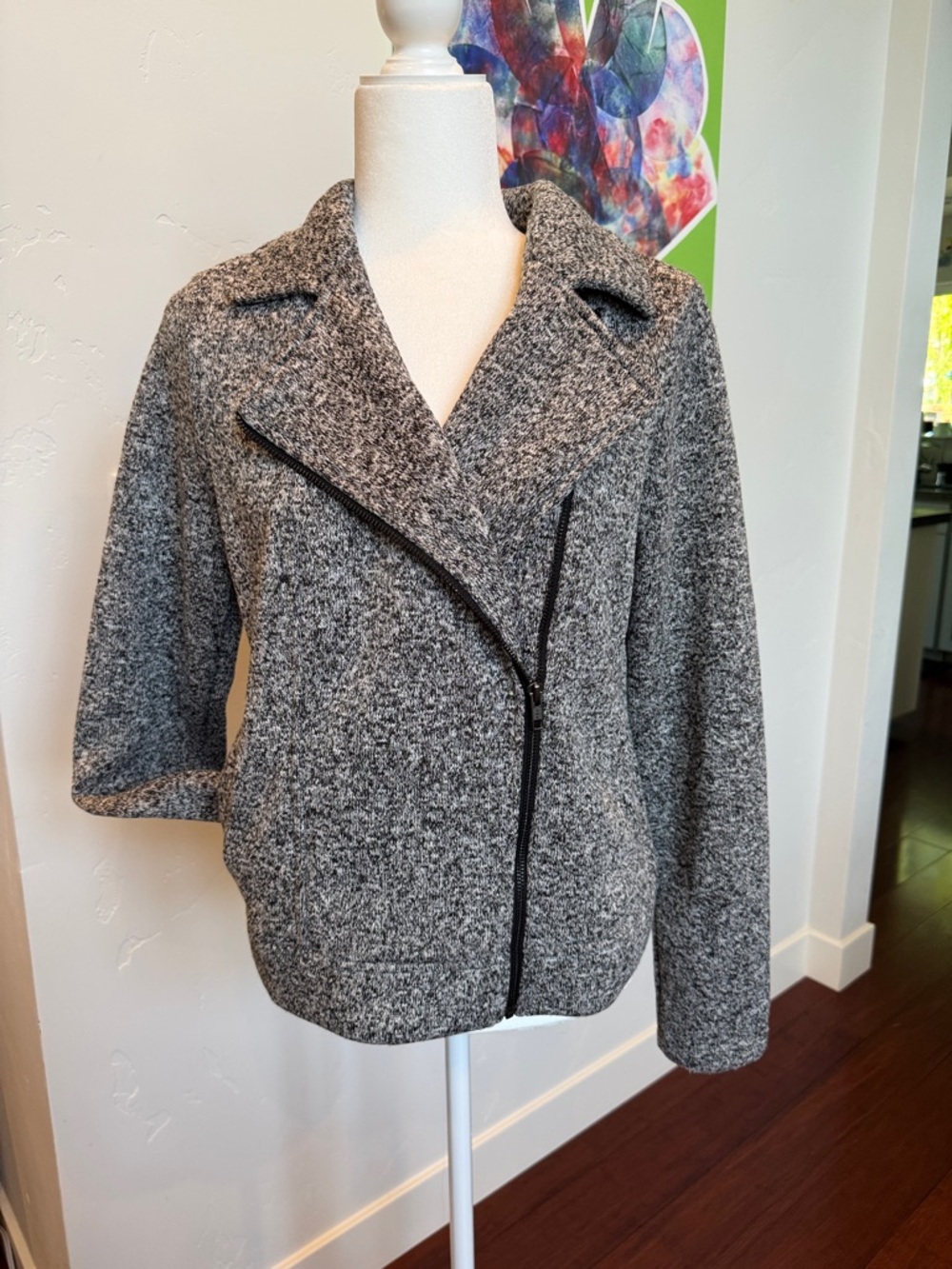 Banana Republic Heather Gray Asymmetrical Zip Pea Coat